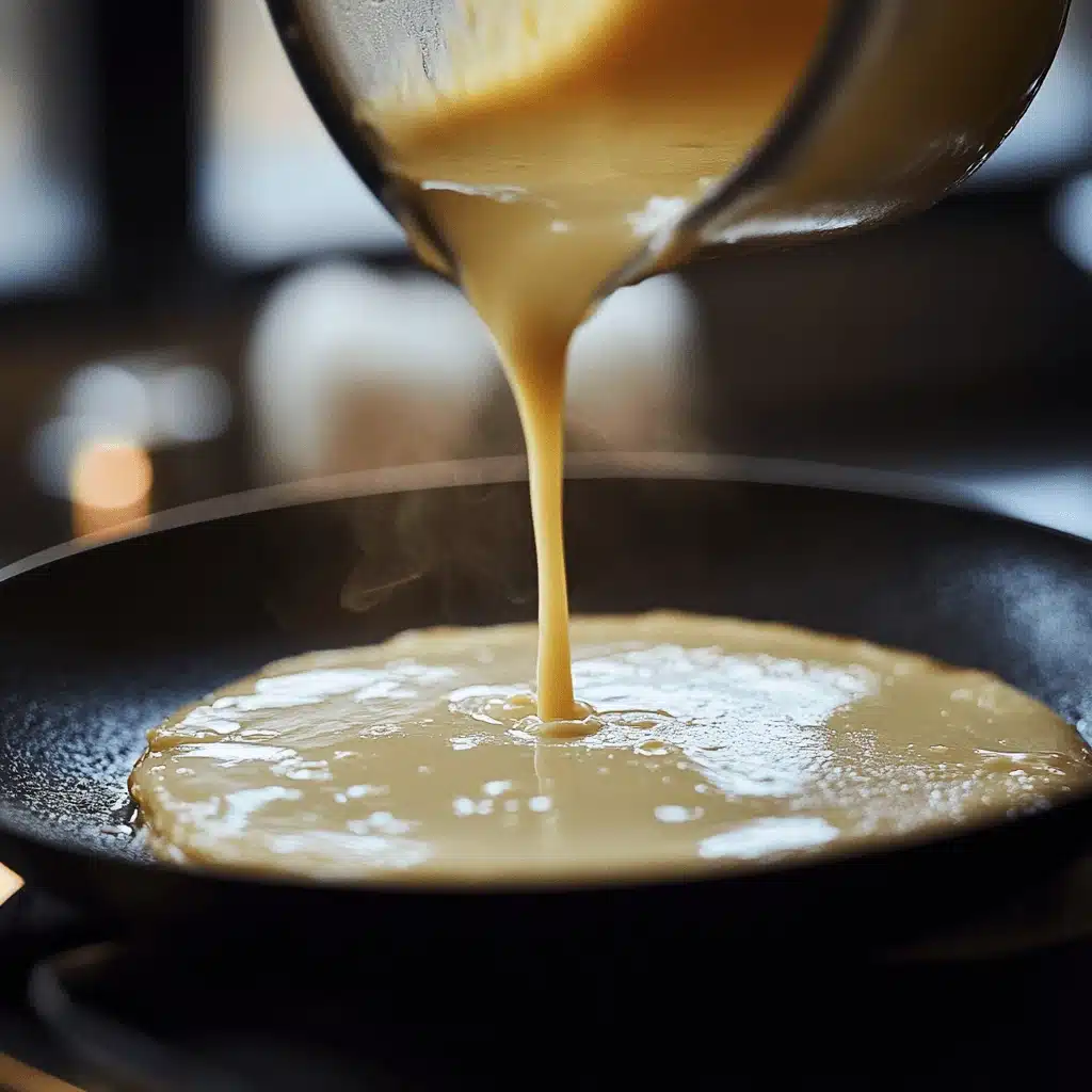 Cottage Cheese Banana Pancakes That Taste Like a Weekend Treat 8 Blended batter being poured into a hot skillet for pancakes