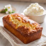 Cottage Cheese Banana Bread That Stays Moist & Fluffy Every Time 5 Cottage cheese banana bread loaf with a bowl of cottage cheese on a bright kitchen counter